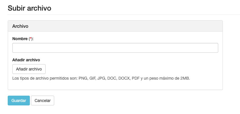 Formulario para crear archivos - Mensagia