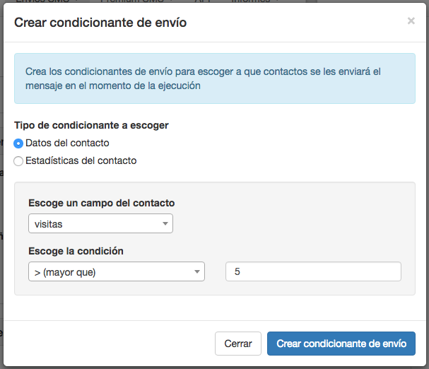 Crear condicionante de envío tipo fecha en Campañas Inteligentes - Mensagia